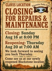 Clovis Closed for Maintenance