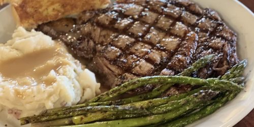 Steak and asparagus dinner